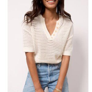 Varley Cream Knit Blouse